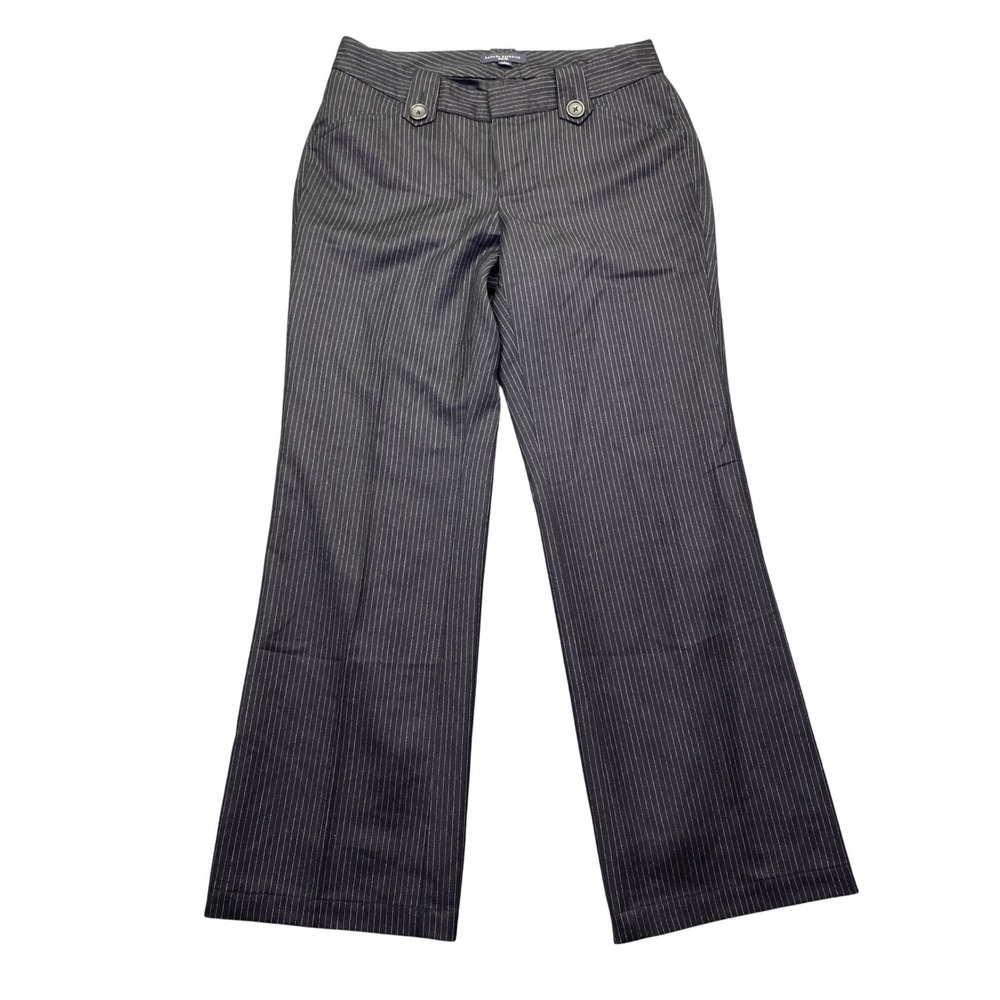 Banana Republic Martin Fit 100% Wool Pinstripe Trousers Black Grey Womens 4